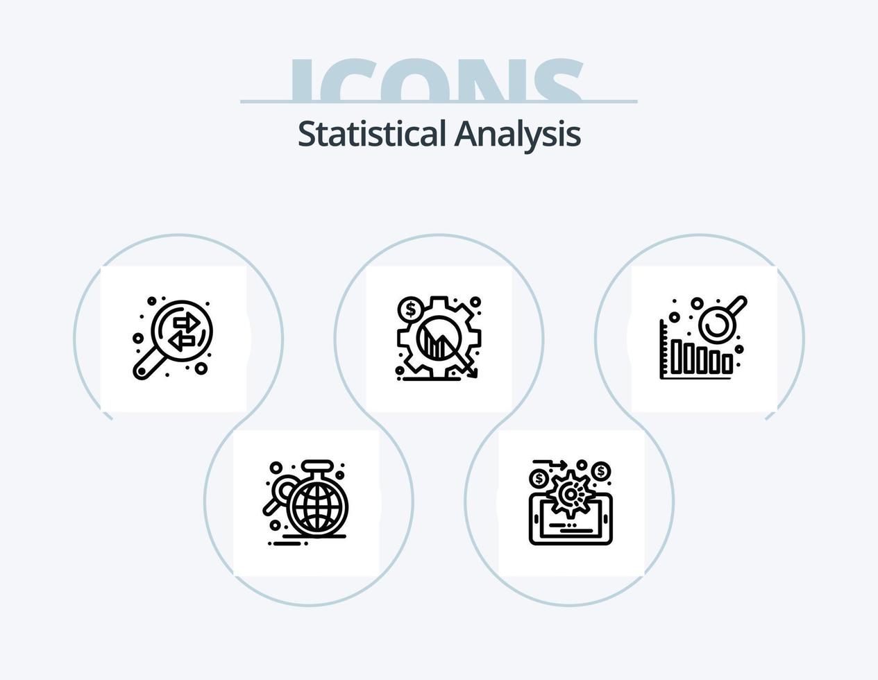 Statistical Analysis Line Icon Pack 5 Icon Design. business. data analysis. graph. analytics monitoring. data computation vector