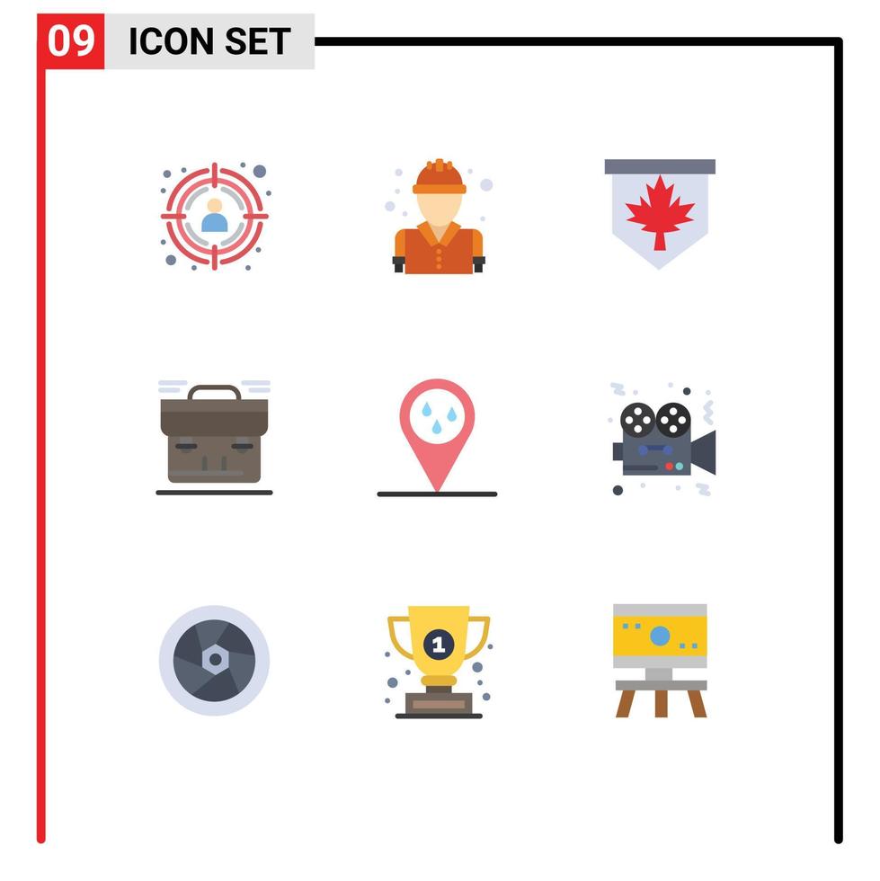 9 Universal Flat Colors Set for Web and Mobile Applications raining suitcase leaf briefcase business Editable Vector Design Elements