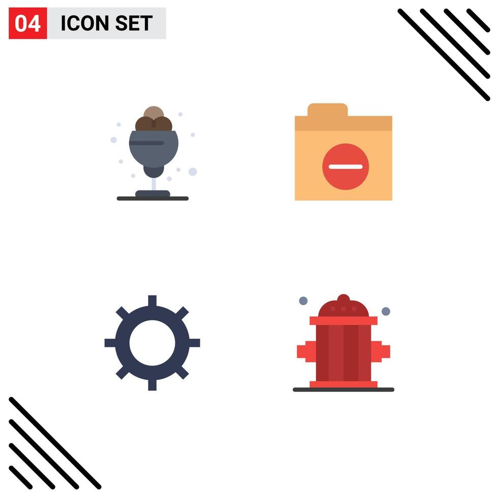 Pack of 4 Modern Flat Icons Signs and Symbols for Web Print Media such as desert cog treat detail setting Editable Vector Design Elements