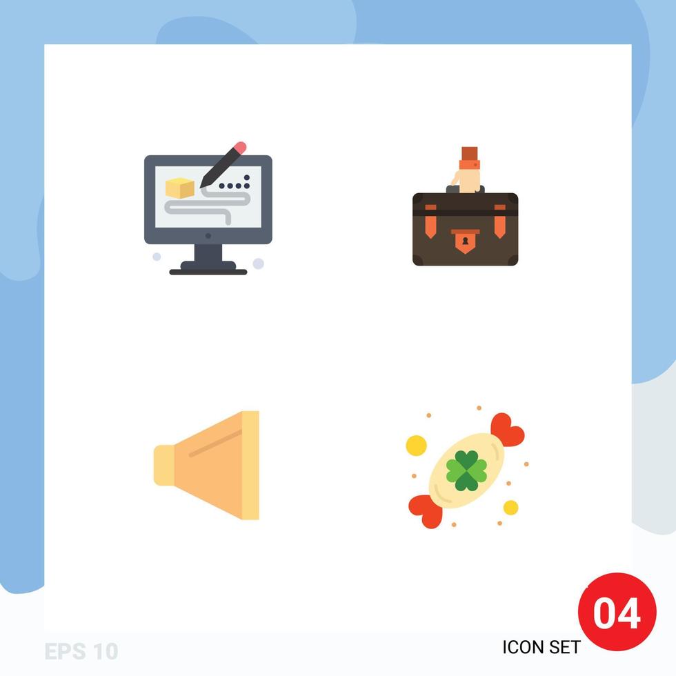 Pack of 4 creative Flat Icons of creative marketing designing business sound Editable Vector Design Elements