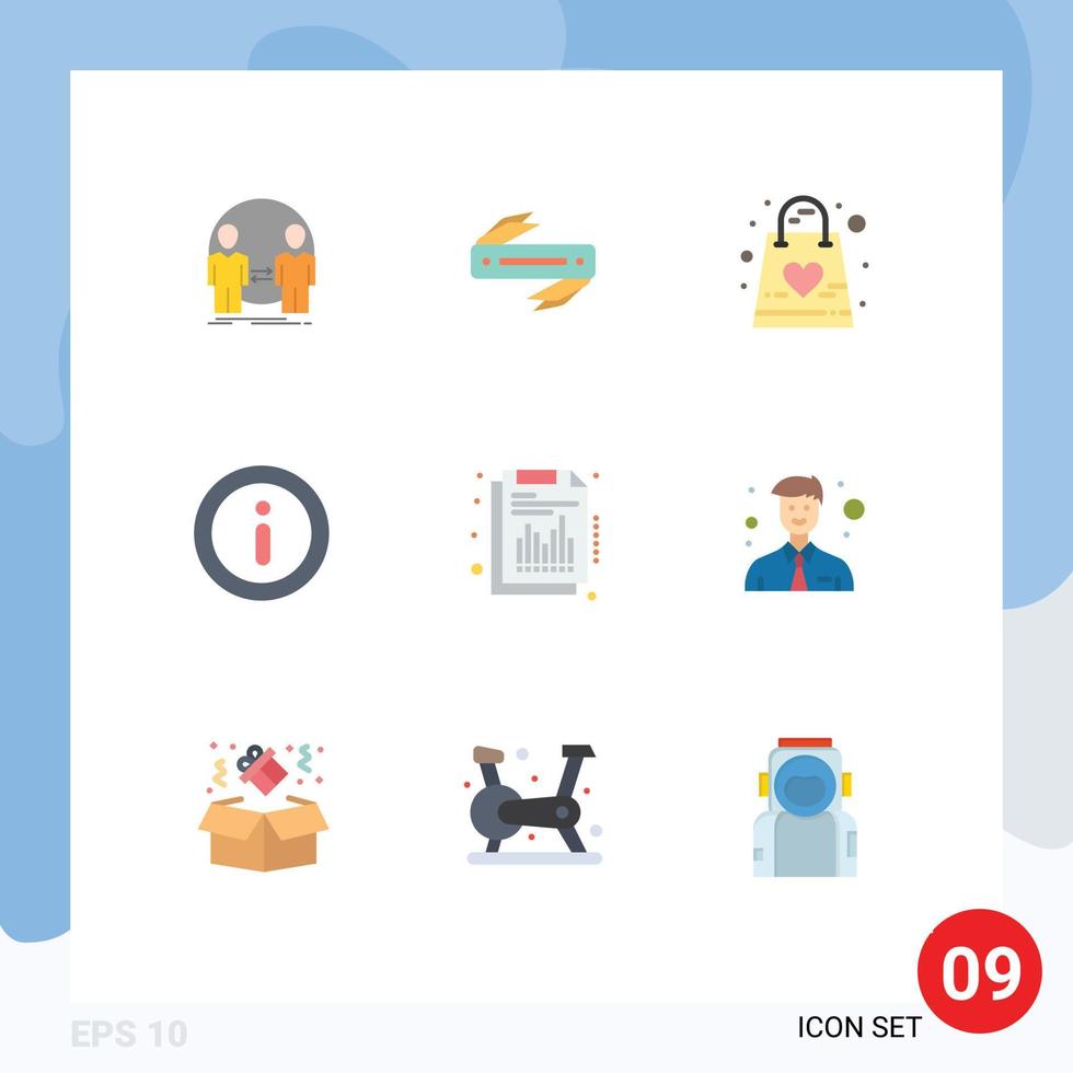 Set of 9 Modern UI Icons Symbols Signs for annual information blade info kid Editable Vector Design Elements