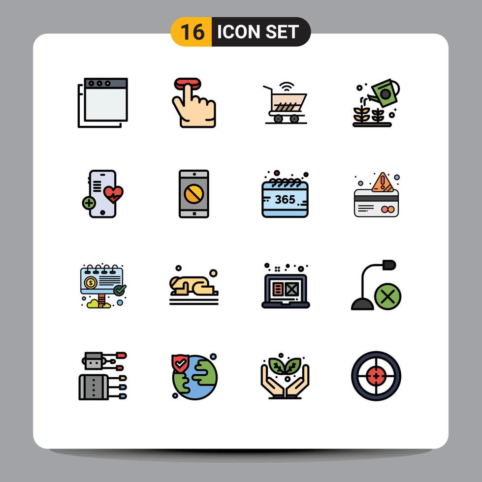 Set of 16 Modern UI Icons Symbols Signs for disabled application beat shopping phone sprinkier Editable Creative Vector Design Elements