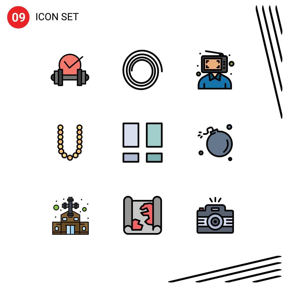 Set of 9 Modern UI Icons Symbols Signs for layout collage digital neckles beauty Editable Vector Design Elements