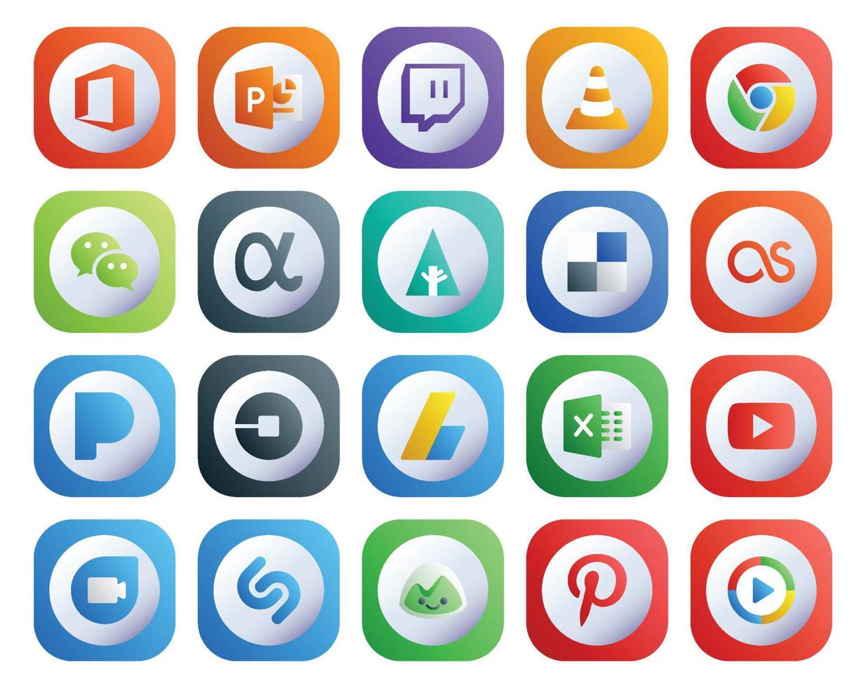 20 Social Media Icon Pack Including adsense car messenger uber lastfm vector