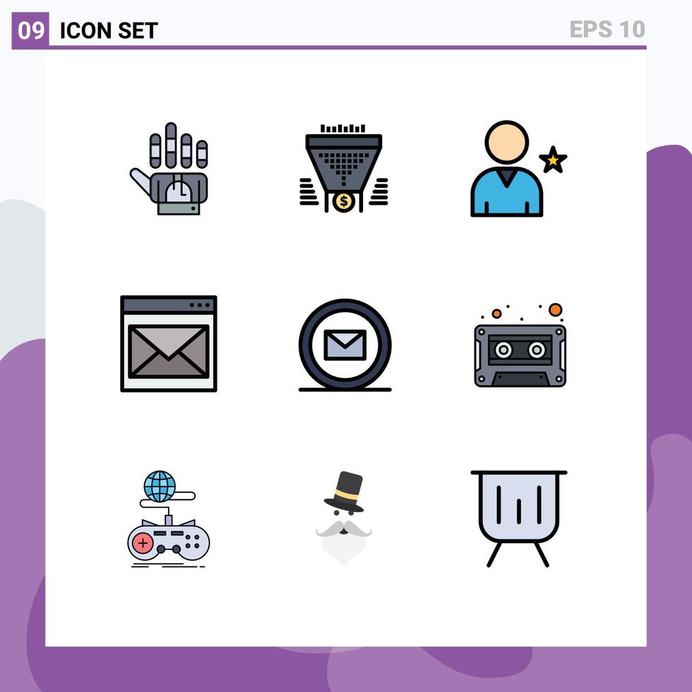 Modern Set of 9 Filledline Flat Colors and symbols such as mail contact us money contact user Editable Vector Design Elements