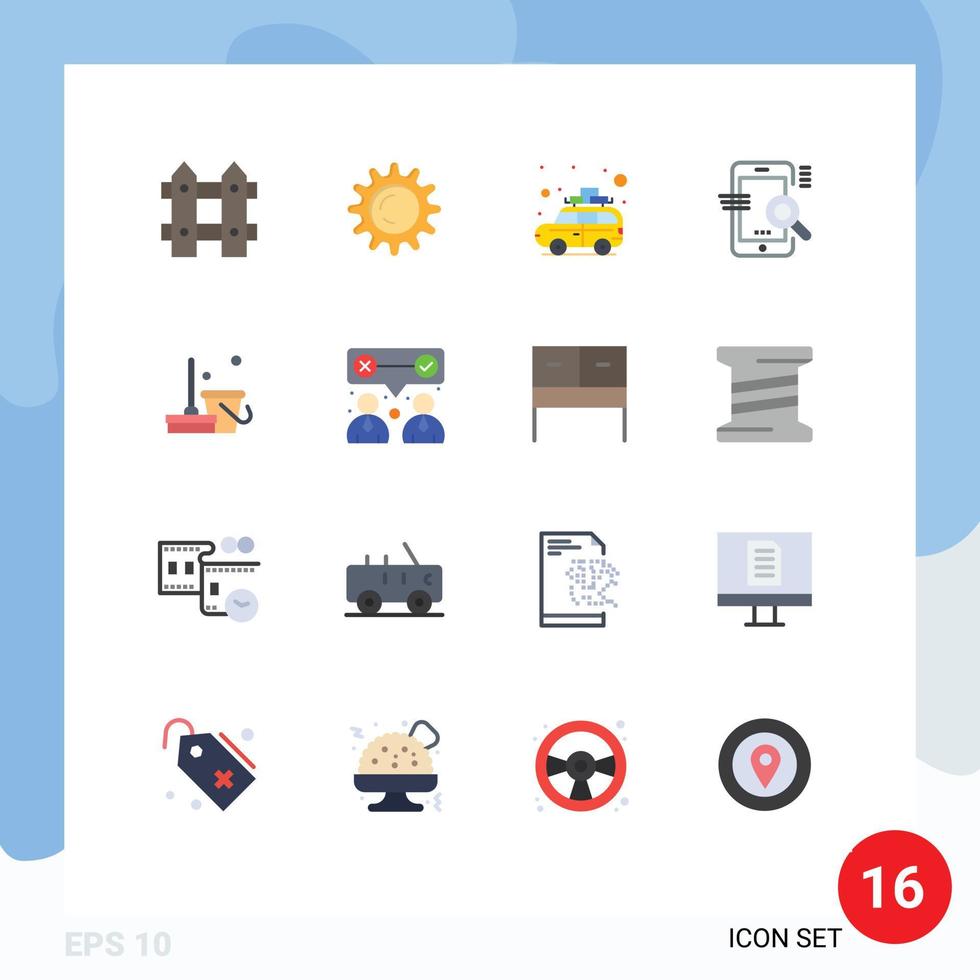 Modern Set of 16 Flat Colors and symbols such as clean configuration car seo mobile Editable Pack of Creative Vector Design Elements