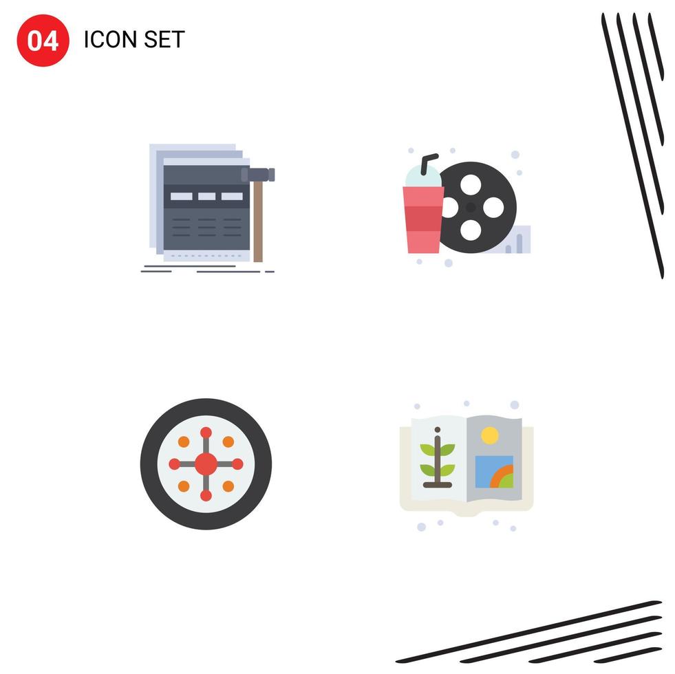 Set of 4 Commercial Flat Icons pack for internet christmas webpage drink holiday Editable Vector Design Elements