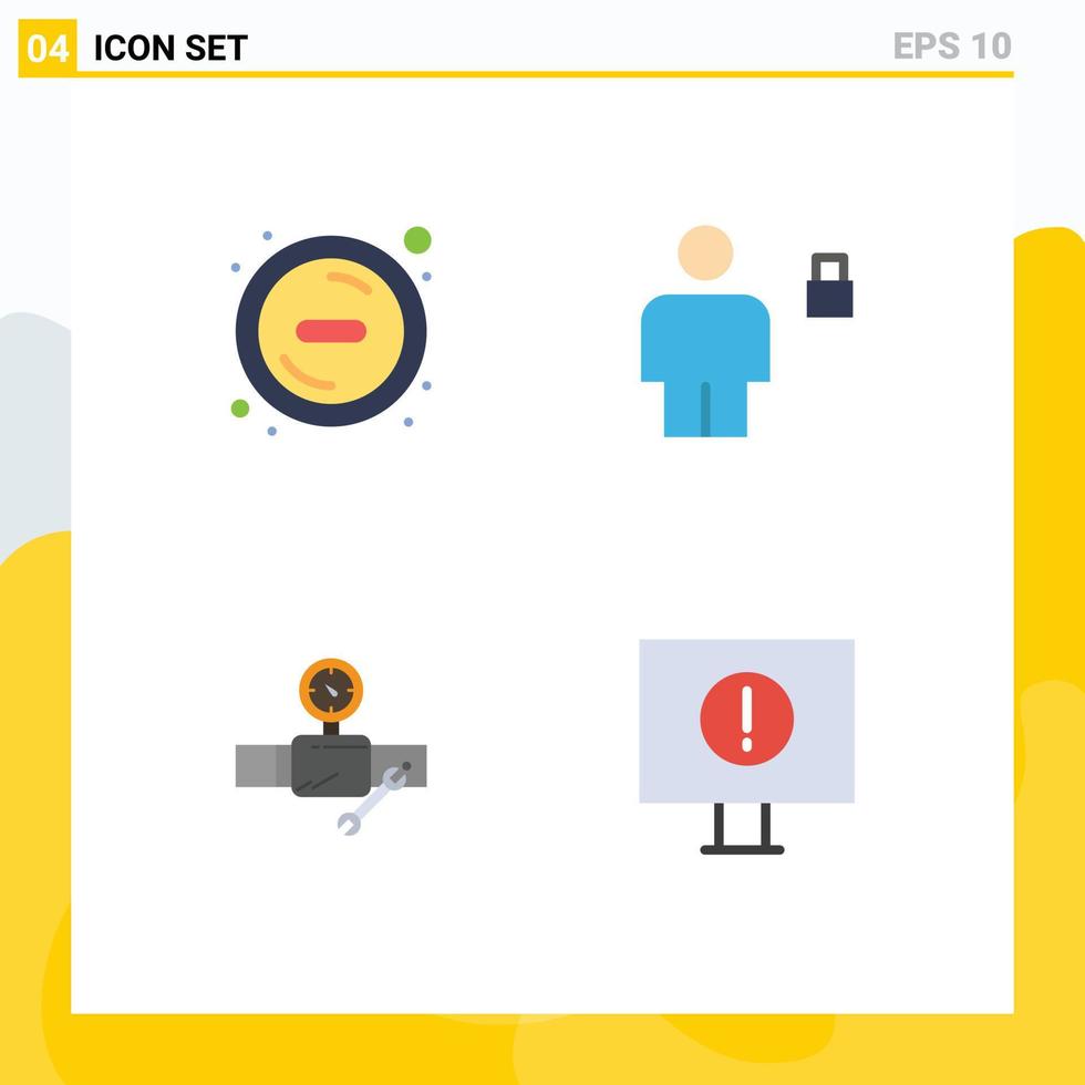 Pictogram Set of 4 Simple Flat Icons of delete building avatar locked repair Editable Vector Design Elements