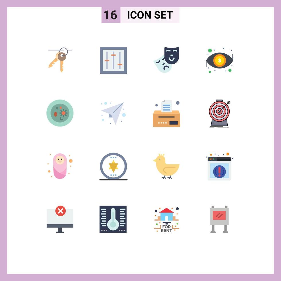 16 Universal Flat Colors Set for Web and Mobile Applications biology view products look dollar Editable Pack of Creative Vector Design Elements