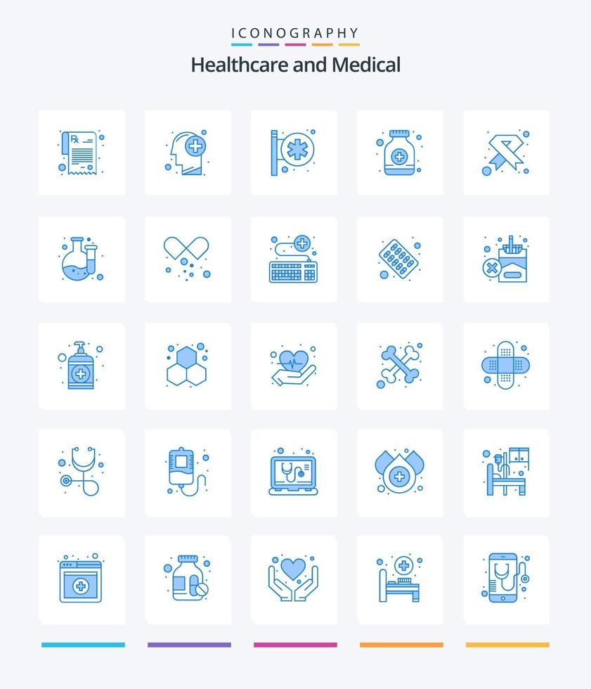 Creative Medical 25 Blue icon pack  Such As hiv. aids. hospital signboard. medicine. syrup vector