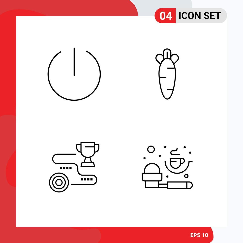 Group of 4 Modern Filledline Flat Colors Set for off success carrot nature win Editable Vector Design Elements