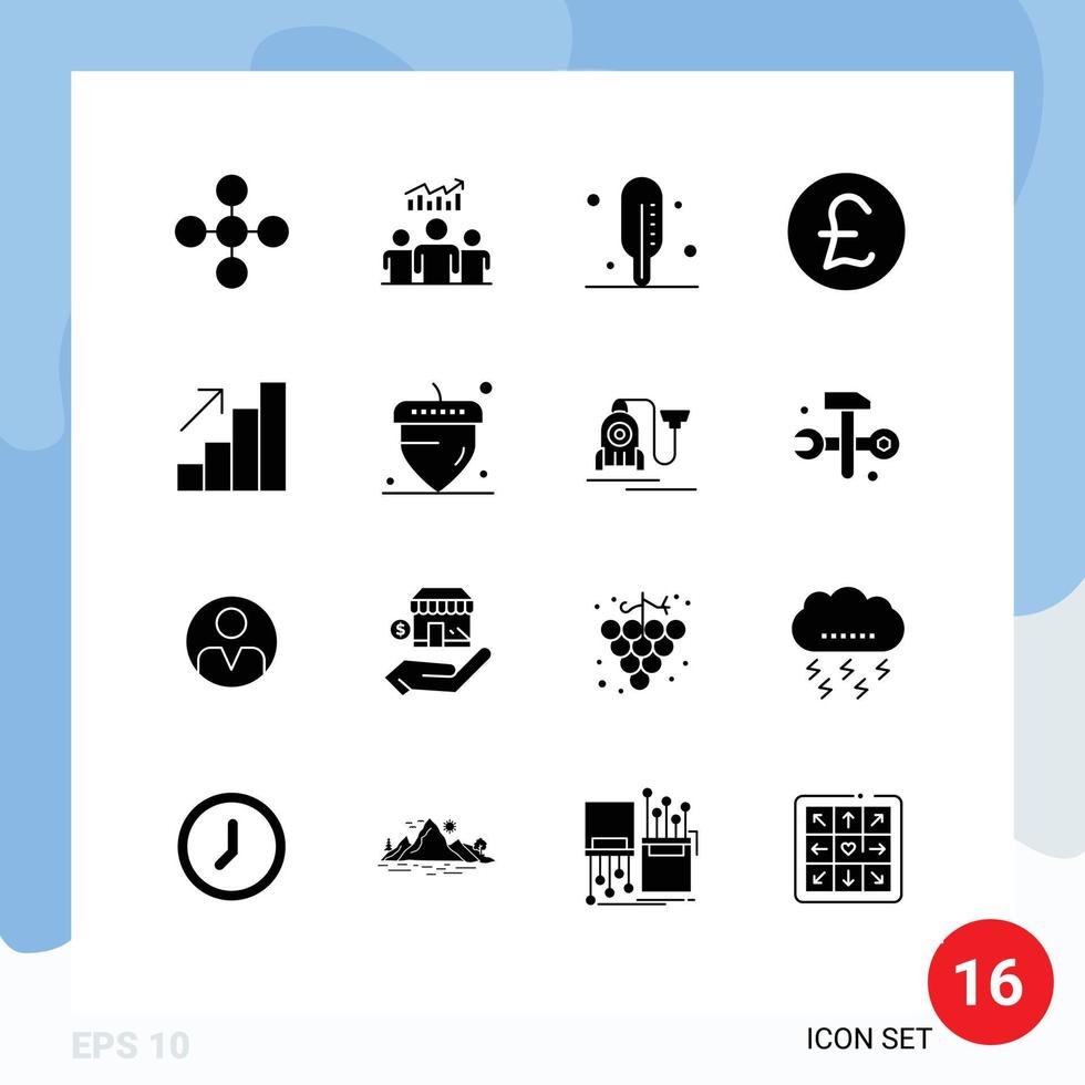 dieciséis sólido glifo concepto para sitios web móvil y aplicaciones bellota carrera éxito analítica moneda editable vector diseño elementos