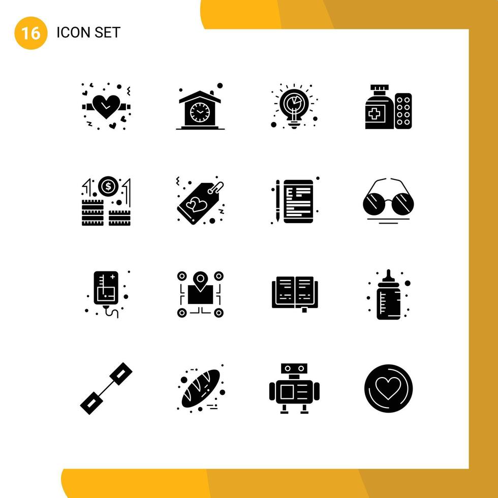 Set of 16 Modern UI Icons Symbols Signs for career hospital planning pills medical Editable Vector Design Elements