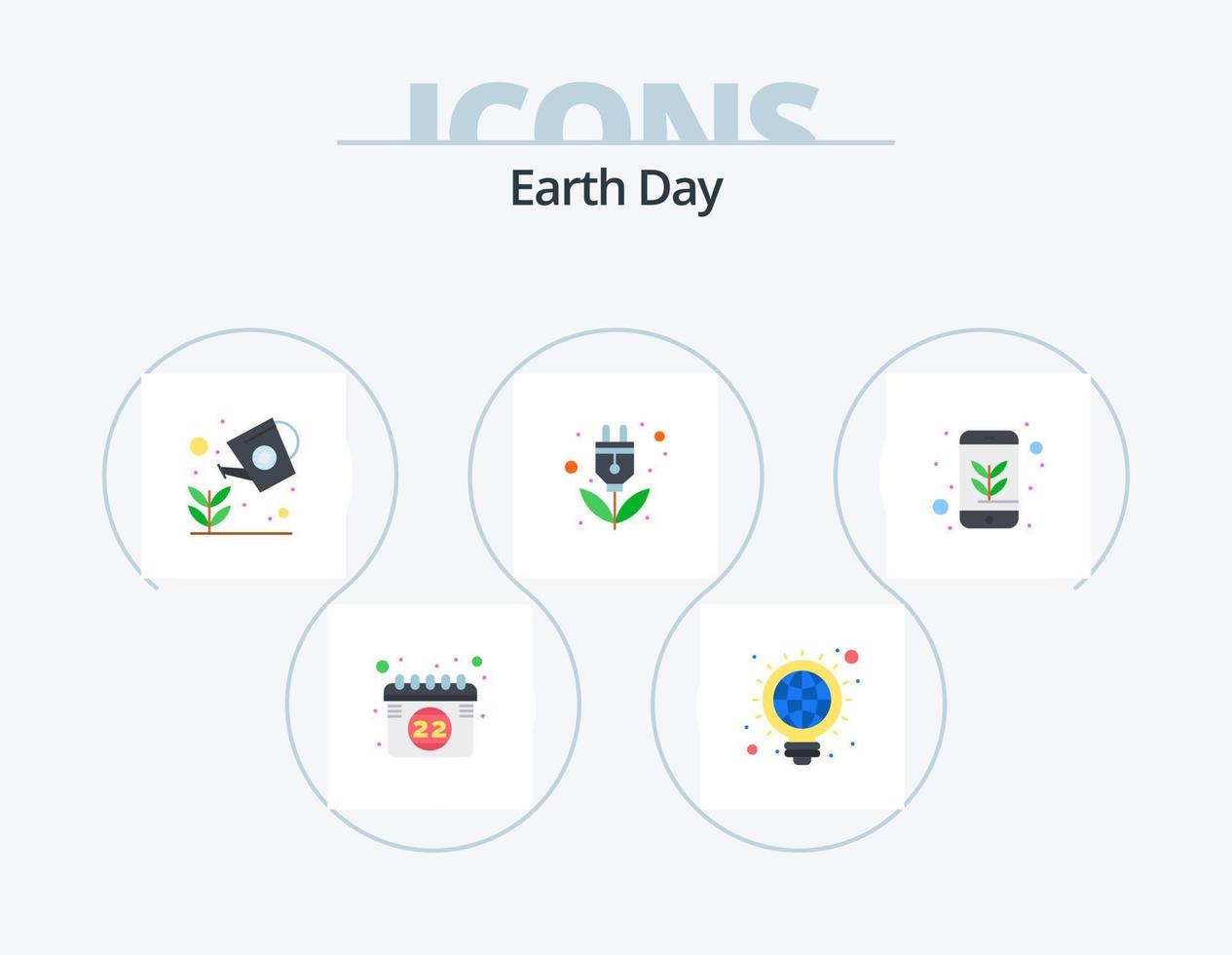 Earth Day Flat Icon Pack 5 Icon Design. leaf. energy. web. ecology. plant vector