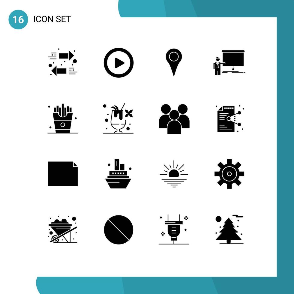 valores vector icono paquete de dieciséis línea señales y símbolos para comida bebida mapa seminario presentación editable vector diseño elementos