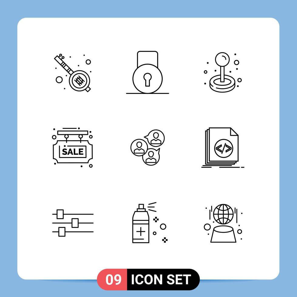 9 Thematic Vector Outlines and Editable Symbols of focus group sale board joystick sale info Editable Vector Design Elements