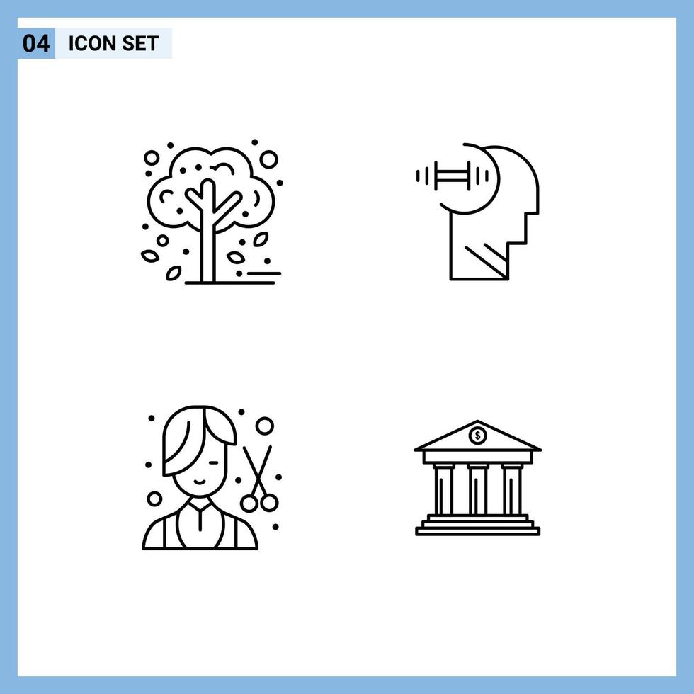 4 Creative Icons Modern Signs and Symbols of autumn cutter tree daubbell female Editable Vector Design Elements