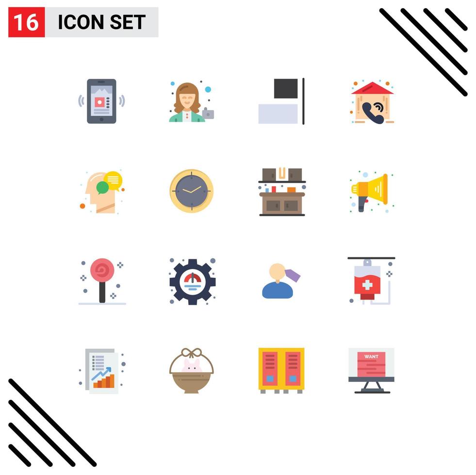 16 Thematic Vector Flat Colors and Editable Symbols of human communication align real contact Editable Pack of Creative Vector Design Elements