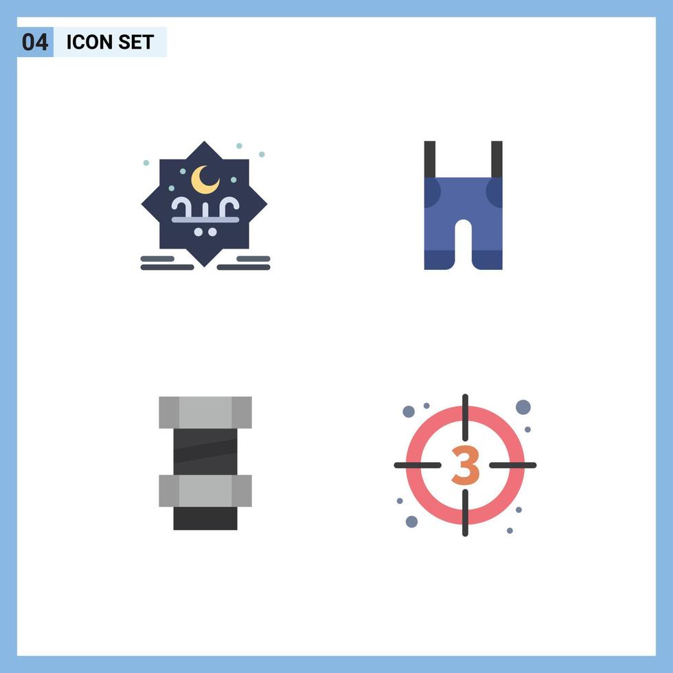 Set of 4 Vector Flat Icons on Grid for star carpenter stamp clothes engineering Editable Vector Design Elements