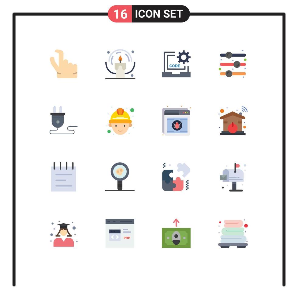16 Universal Flat Colors Set for Web and Mobile Applications energy toggle switch coding on design element Editable Pack of Creative Vector Design Elements