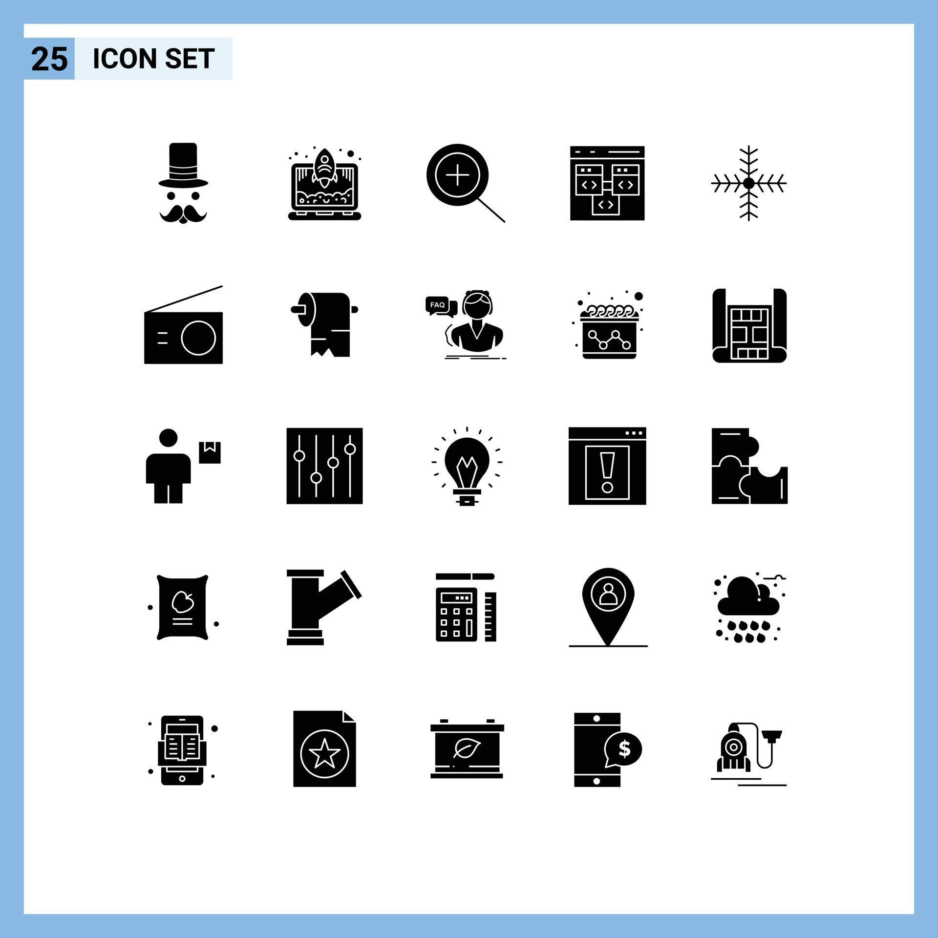 Stock Vector Icon Pack of 25 Line Signs and Symbols for snowflake