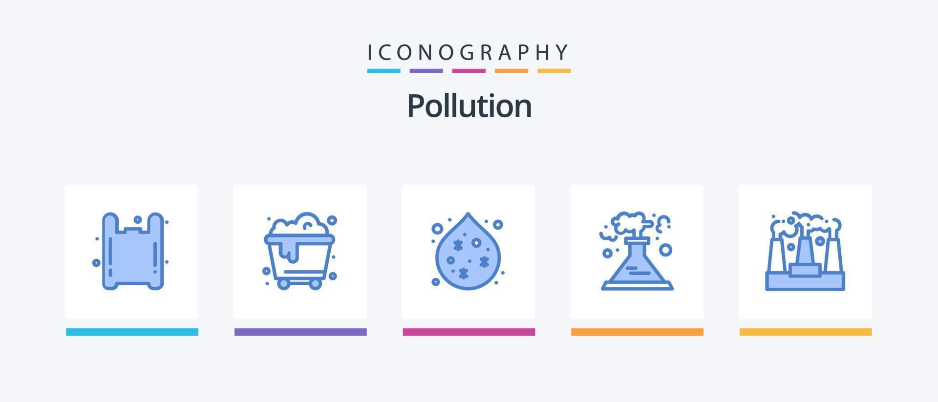 Pollution Blue 5 Icon Pack Including . waste. production. Creative Icons Design vector