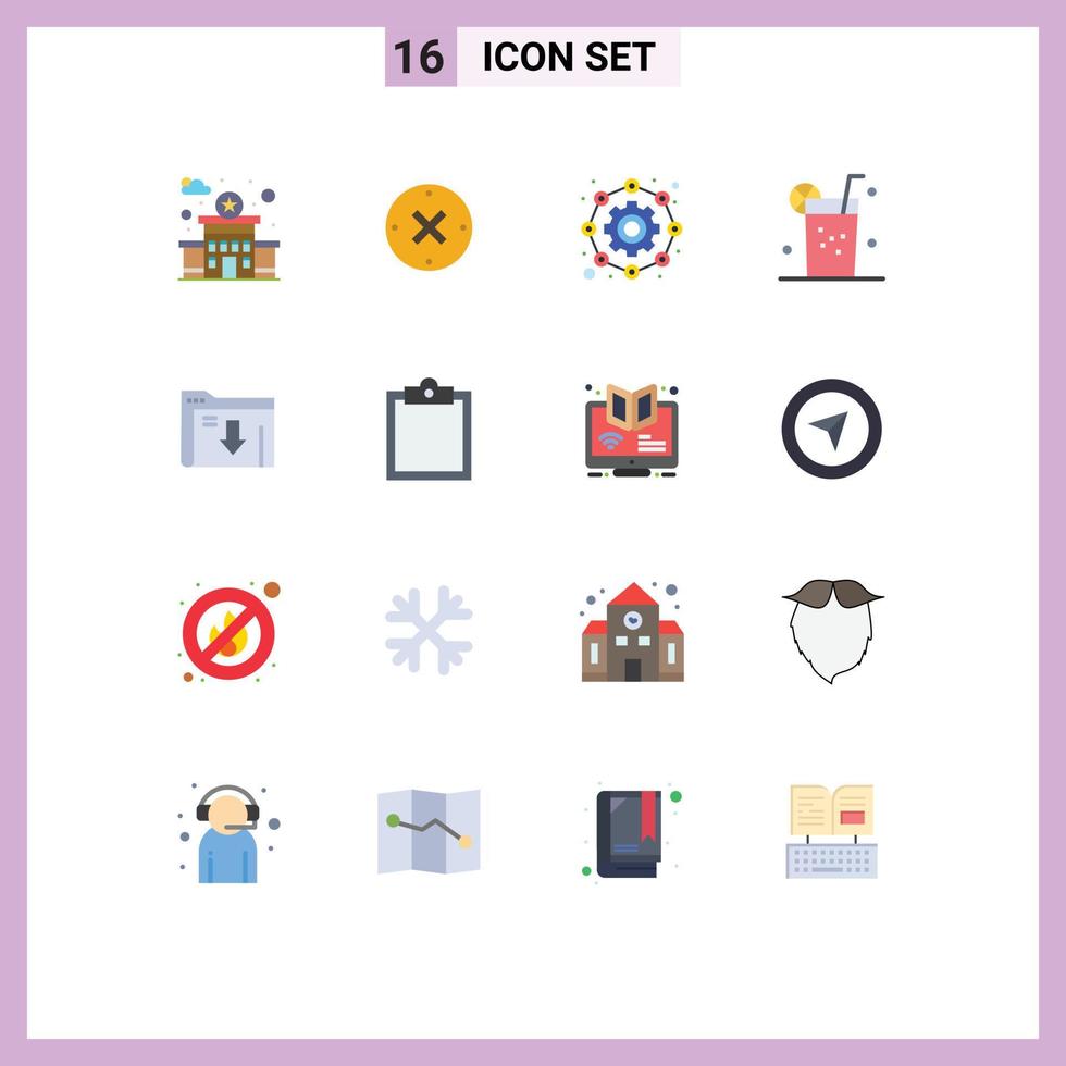 Modern Set of 16 Flat Colors and symbols such as server data configuration summer healthy Editable Pack of Creative Vector Design Elements