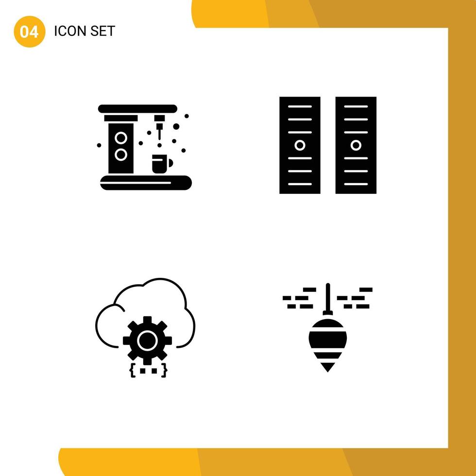 4 Universal Solid Glyphs Set for Web and Mobile Applications appliances develop maker server process Editable Vector Design Elements