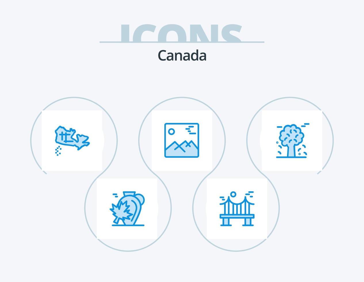 Canadá azul icono paquete 5 5 icono diseño. alpino. fotografía. río. imagen. ubicación vector