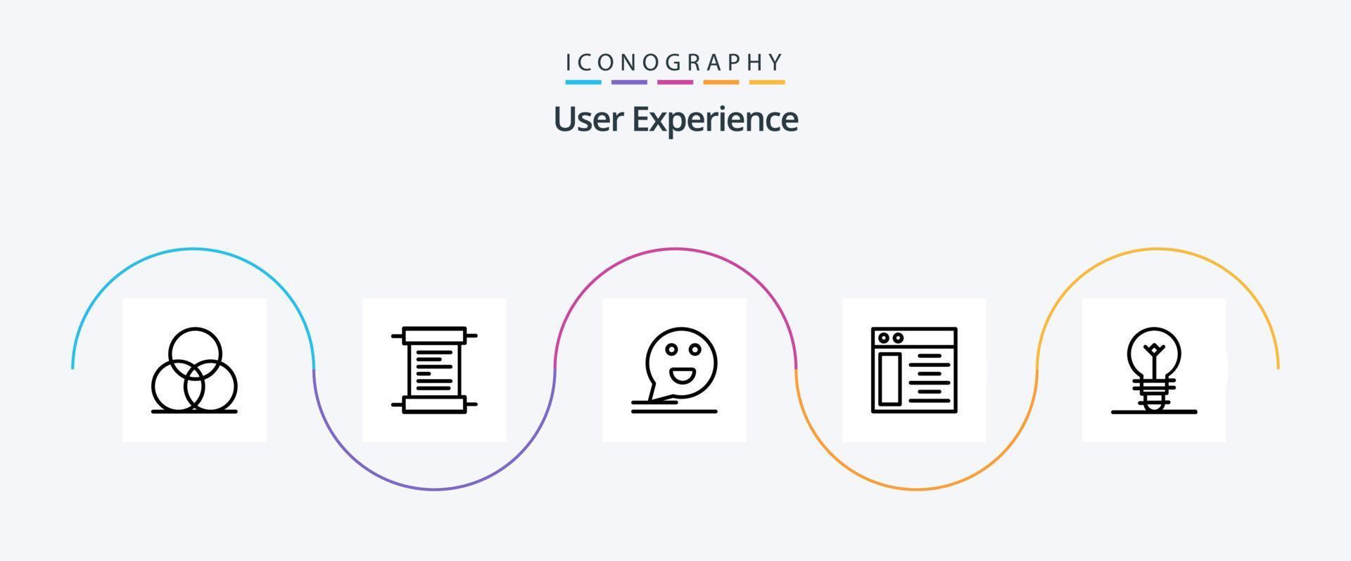 User Experience Line 5 Icon Pack Including web page . script. mail. comment vector
