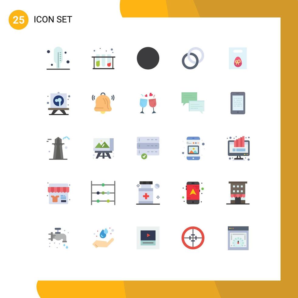 User Interface Pack of 25 Basic Flat Colors of drawing gift wifi egg engagement Editable Vector Design Elements
