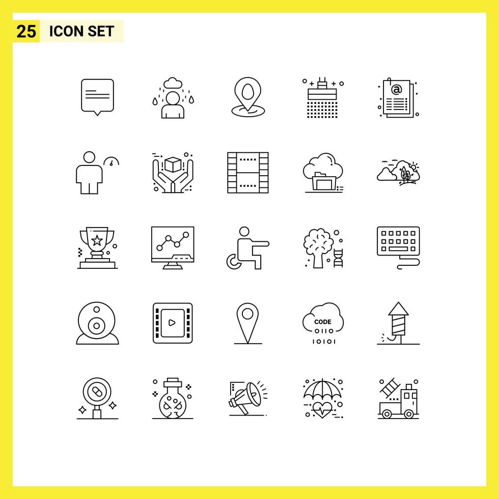 Pictogram Set of 25 Simple Lines of sheet email map document shower Editable Vector Design Elements