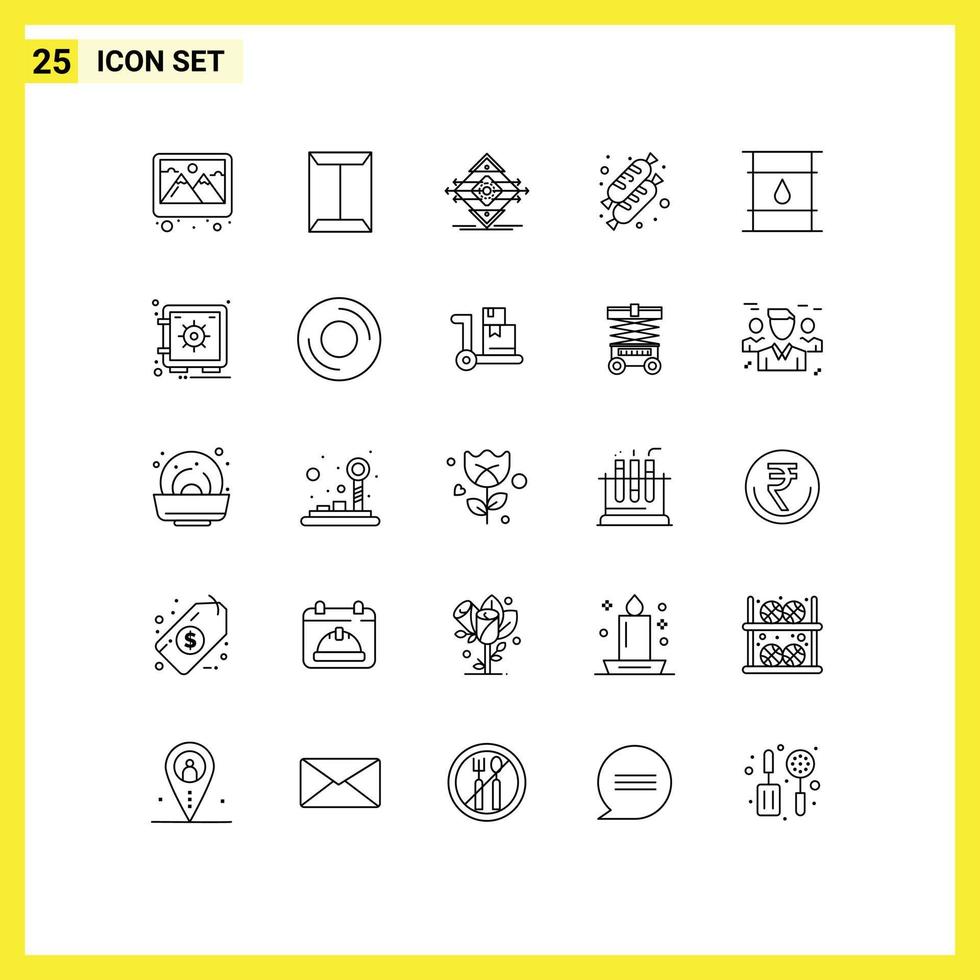 Pack of 25 Modern Lines Signs and Symbols for Web Print Media such as can cake box bread sign Editable Vector Design Elements