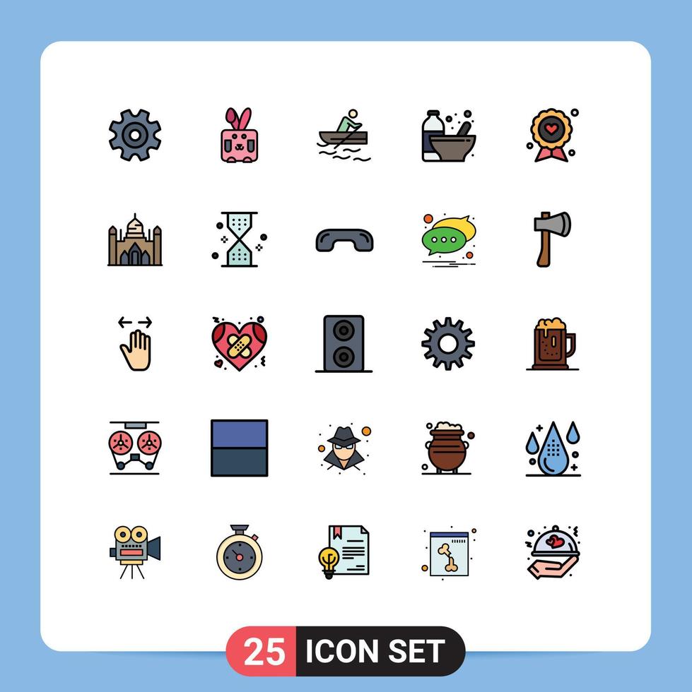 Set of 25 Modern UI Icons Symbols Signs for badge nutrition boat diet bodybuilding Editable Vector Design Elements