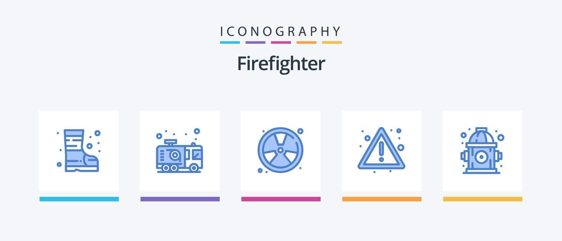 bombero azul 5 5 icono paquete incluso fuego. riesgo. quemar. fuego. flotar. creativo íconos diseño vector