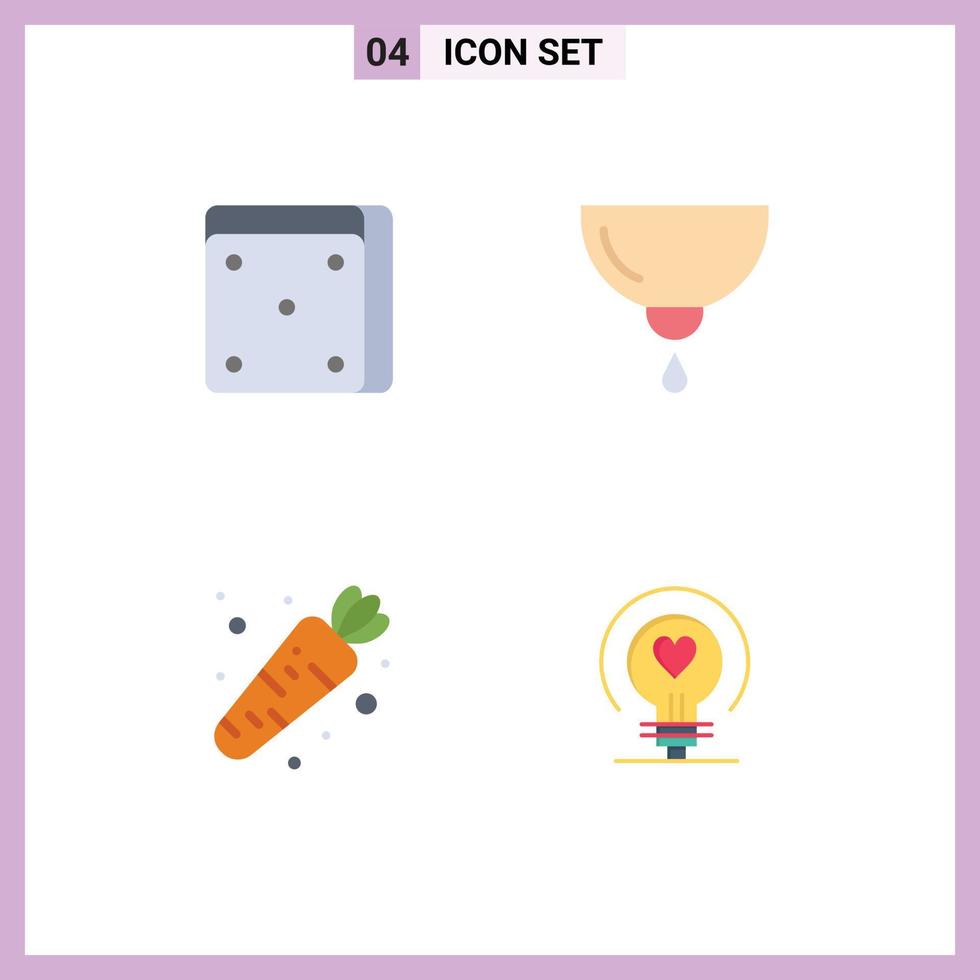 User Interface Pack of 4 Basic Flat Icons of casino food baby milk bulb Editable Vector Design Elements
