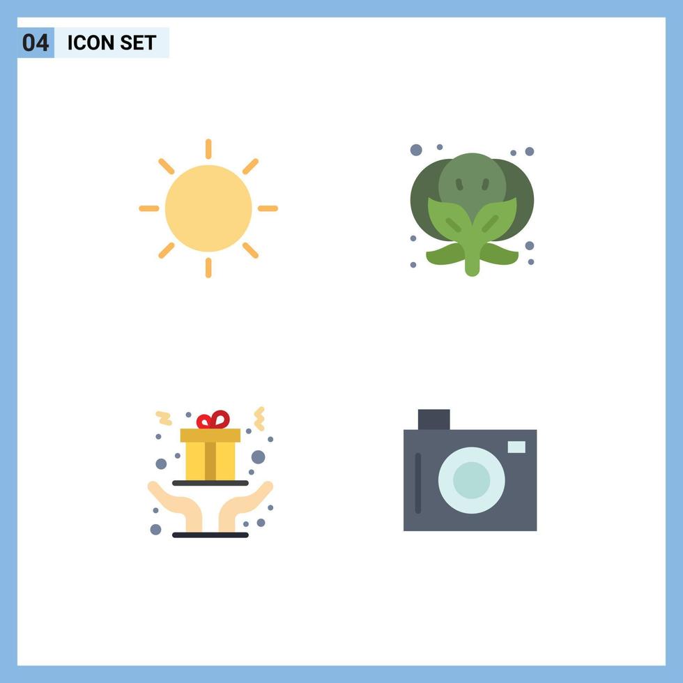 4 User Interface Flat Icon Pack of modern Signs and Symbols of design christmas light food present Editable Vector Design Elements