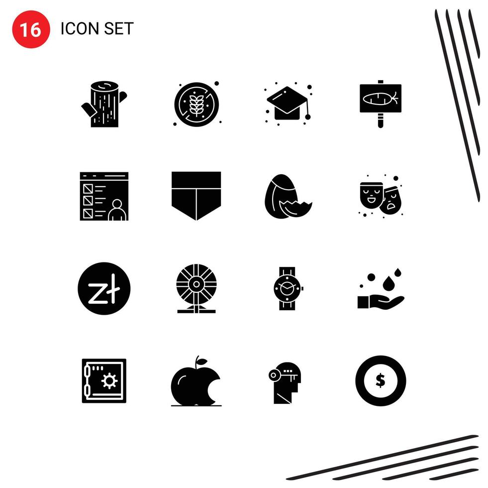 Pictogram Set of 16 Simple Solid Glyphs of coding app education holiday egg Editable Vector Design Elements