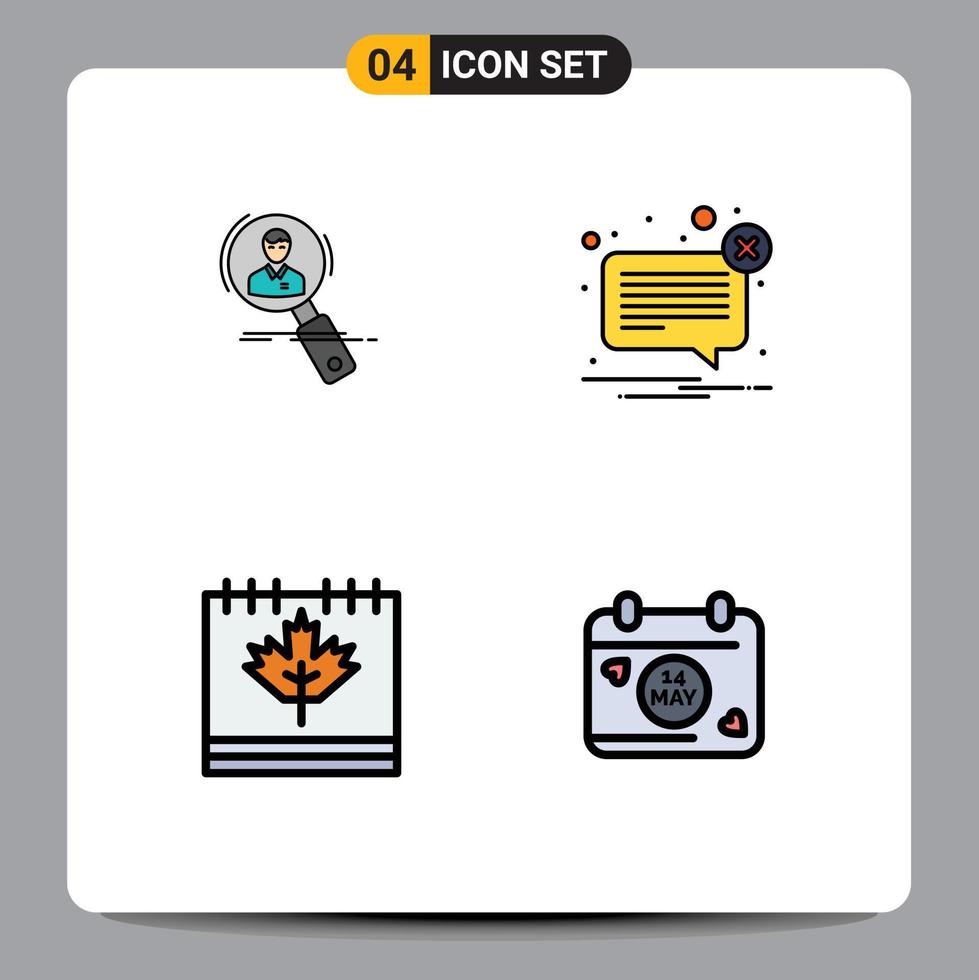 4 Creative Icons Modern Signs and Symbols of search mail hunting resume not Editable Vector Design Elements