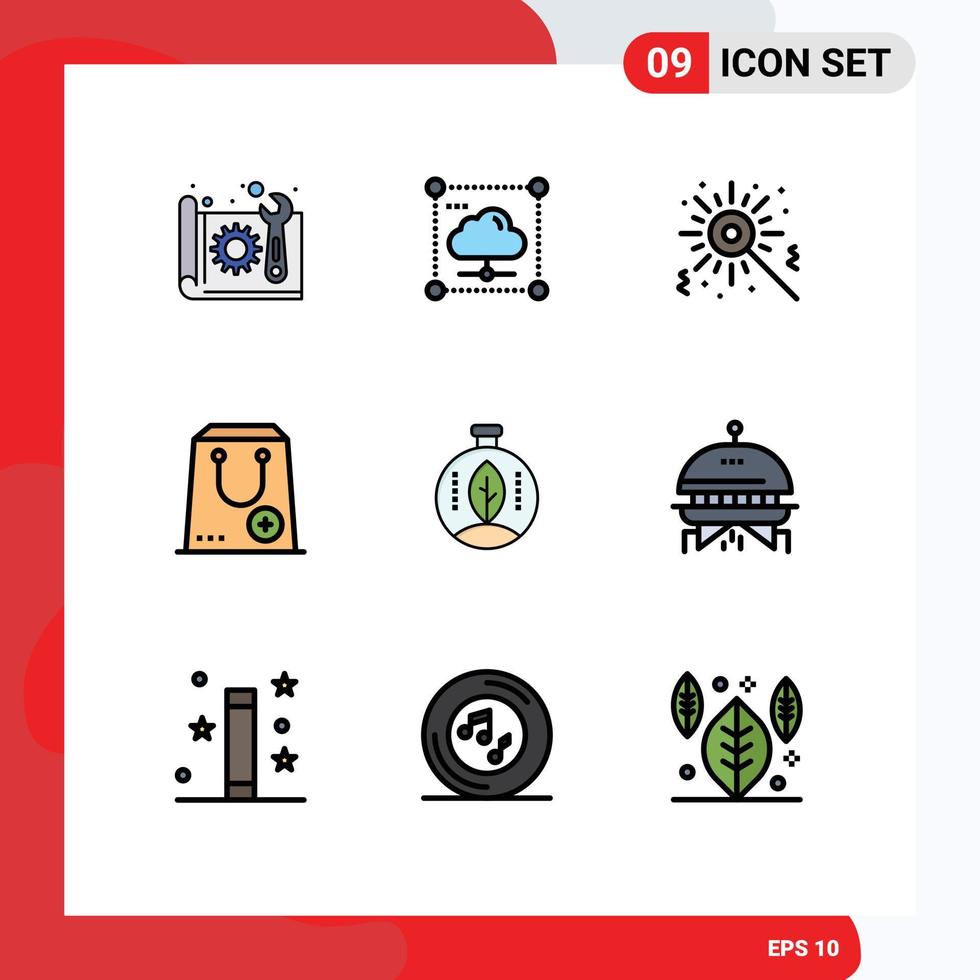 Pictogram Set of 9 Simple Filledline Flat Colors of package commerce secure buy birthday Editable Vector Design Elements