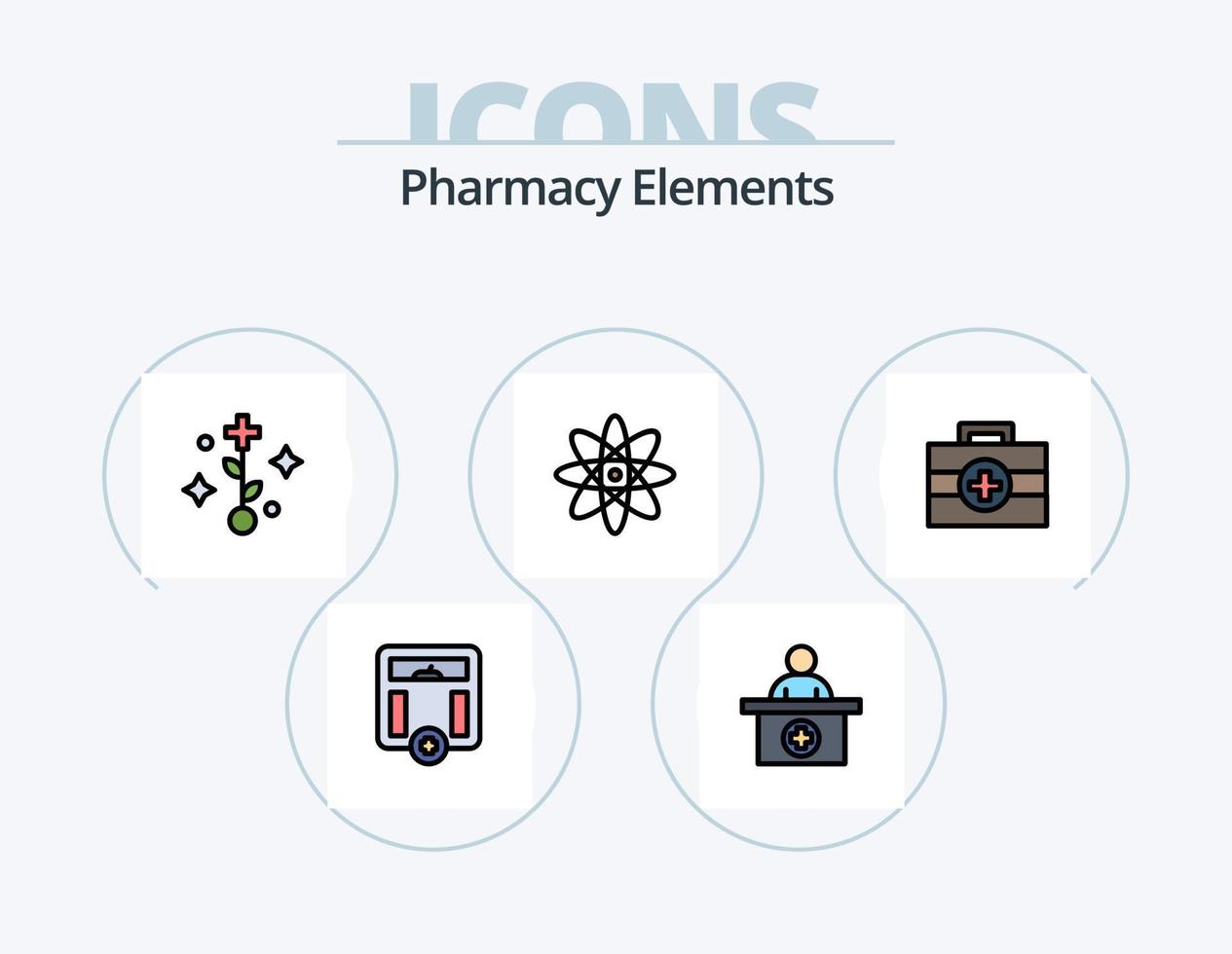 Pharmacy Elements Line Filled Icon Pack 5 Icon Design. receptionist . hospital . tree. medical vector