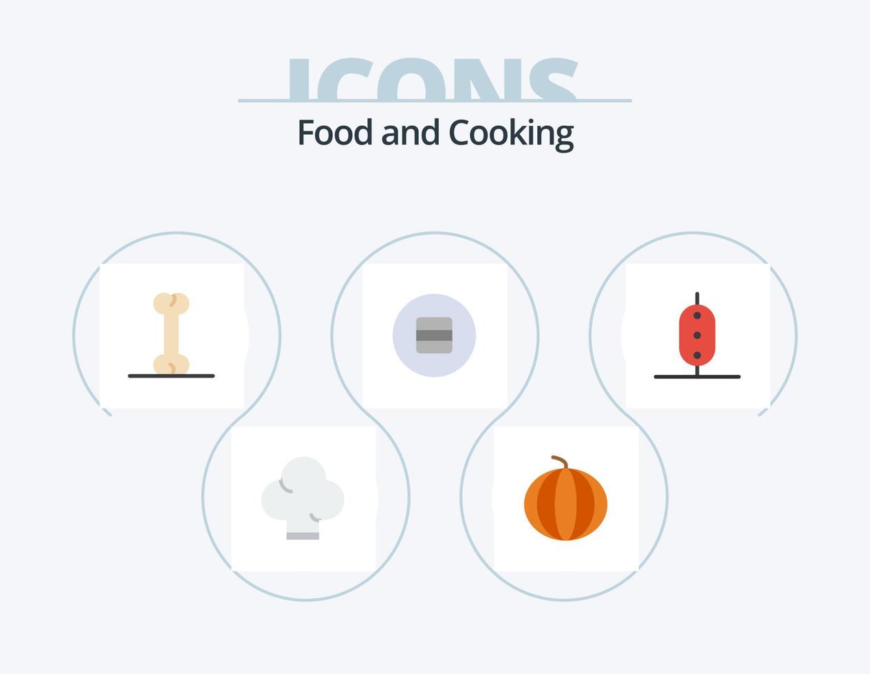 comida plano icono paquete 5 5 icono diseño. . guisantes. alimento. guisante. macarrón vector