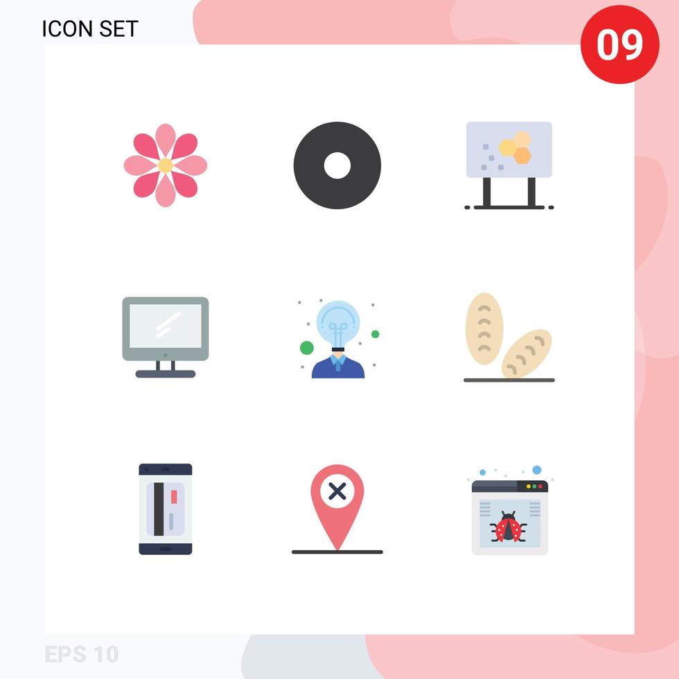 9 Universal Flat Color Signs Symbols of creativity imac biology device computer Editable Vector Design Elements