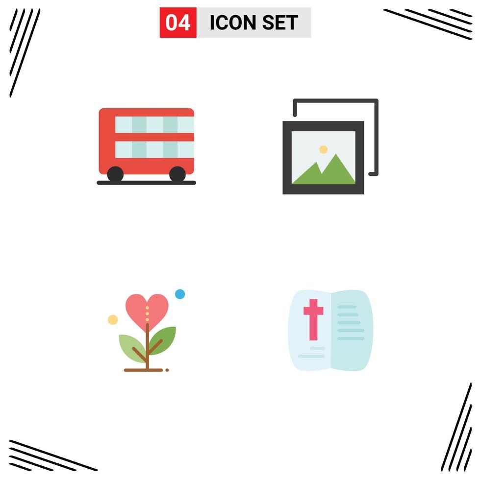 Stock Vector Icon Pack of 4 Line Signs and Symbols for bus grow london gallery heart Editable Vector Design Elements