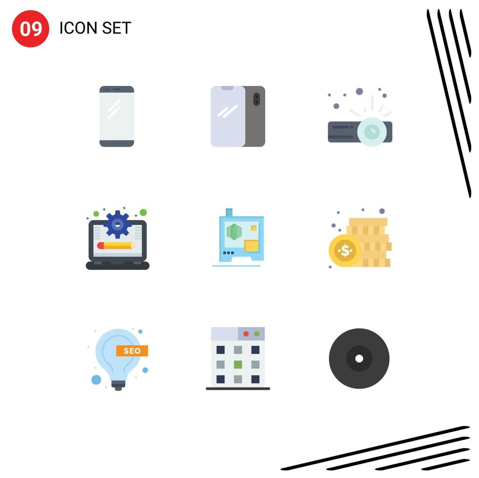 9 Creative Icons Modern Signs and Symbols of dollar coin laptop scanner printer Editable Vector Design Elements