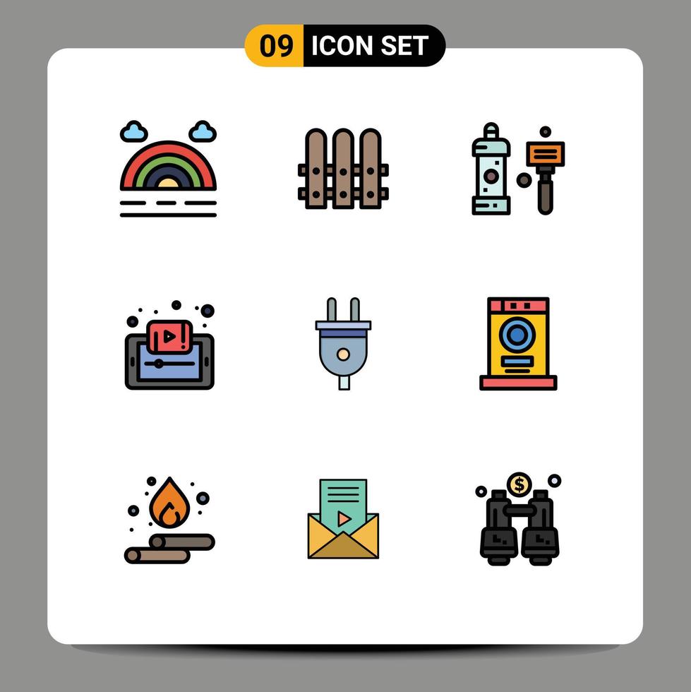 Set of 9 Modern UI Icons Symbols Signs for electric smartphone cleaning mobile e Editable Vector Design Elements