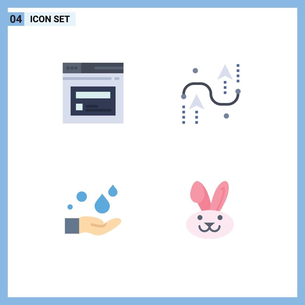 4 User Interface Flat Icon Pack of modern Signs and Symbols of internet cleaning website design soap Editable Vector Design Elements