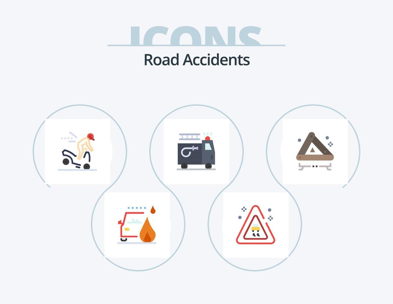 Road Accidents Flat Icon Pack 5 Icon Design. road. accident. danger. accident. clipart vector