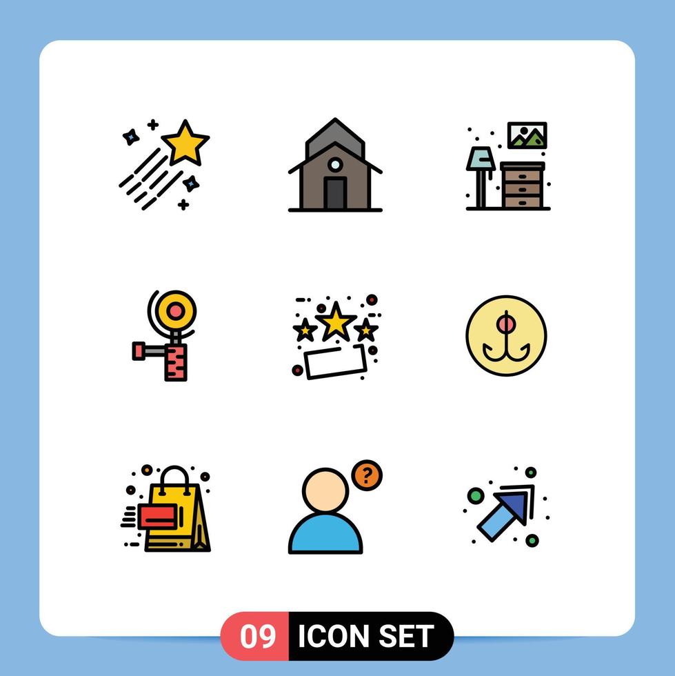 Universal Icon Symbols Group of 9 Modern Filledline Flat Colors of friday grinding tower grinder lump Editable Vector Design Elements