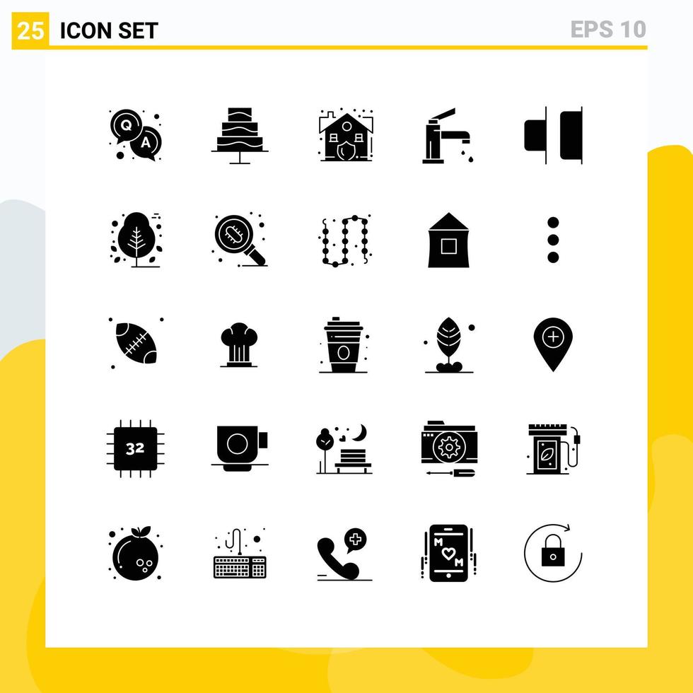 Modern Set of 25 Solid Glyphs and symbols such as right distribute real shower cleaning Editable Vector Design Elements